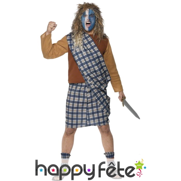 Costume guerrier écossais bleu