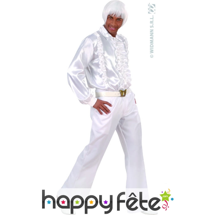 Chemise homme à froufrou blanche