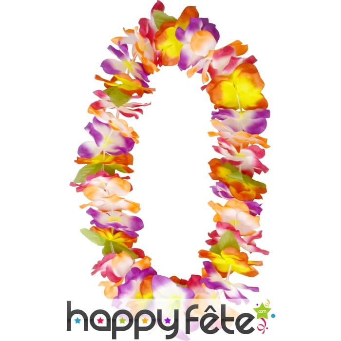 Collier hawaï avec 1 fleur d'hibiscus