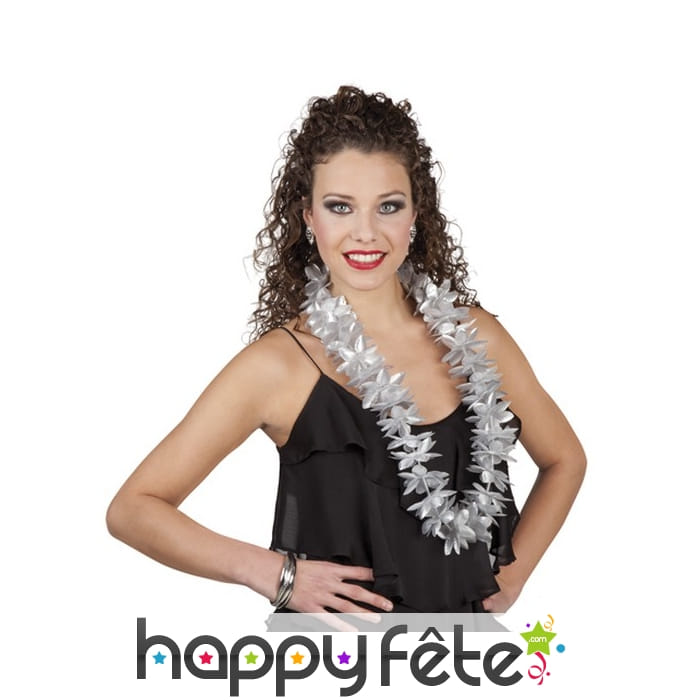 Collier hawaïen argenté uni