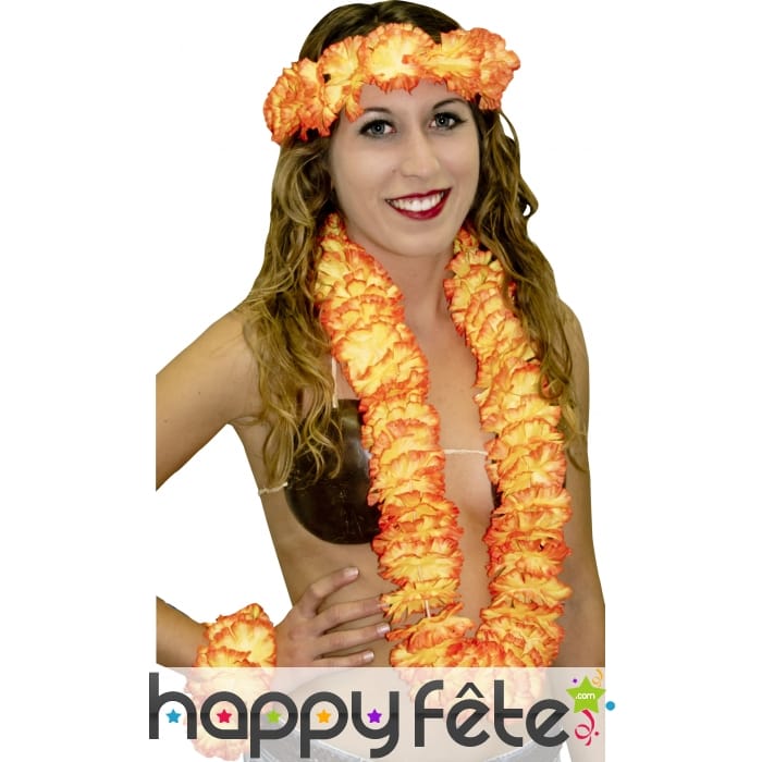 Collier hawaien avec couronne et bracelet