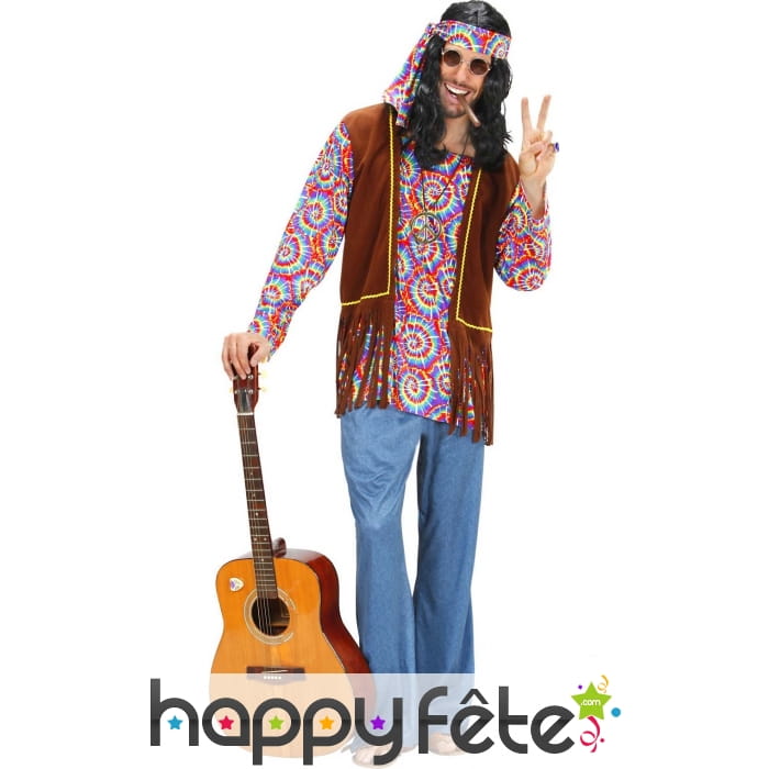 Costume hippie avec haut coloré psychédélique