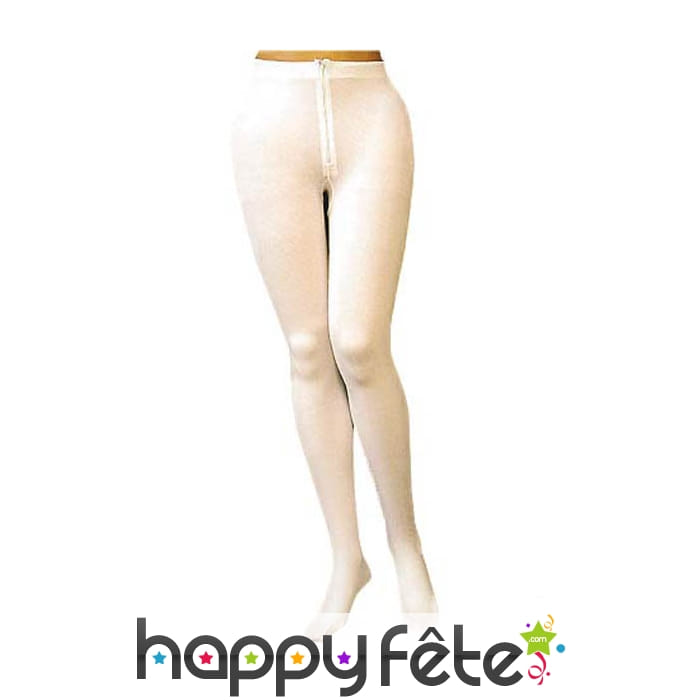 Collants blanc pour homme. Fermeture Zip.