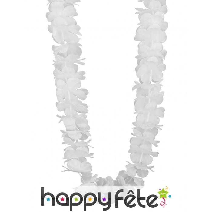 Collier hawaïen blanc uni