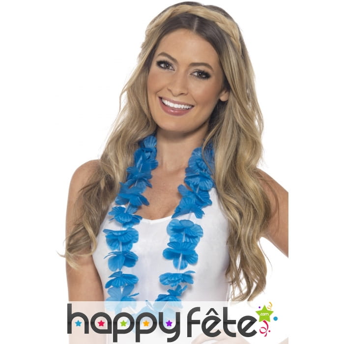 Collier Hawaien bleu néon