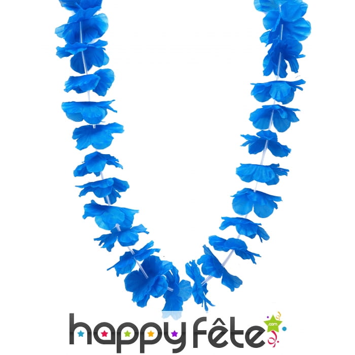 Collier hawaïen bleu uni
