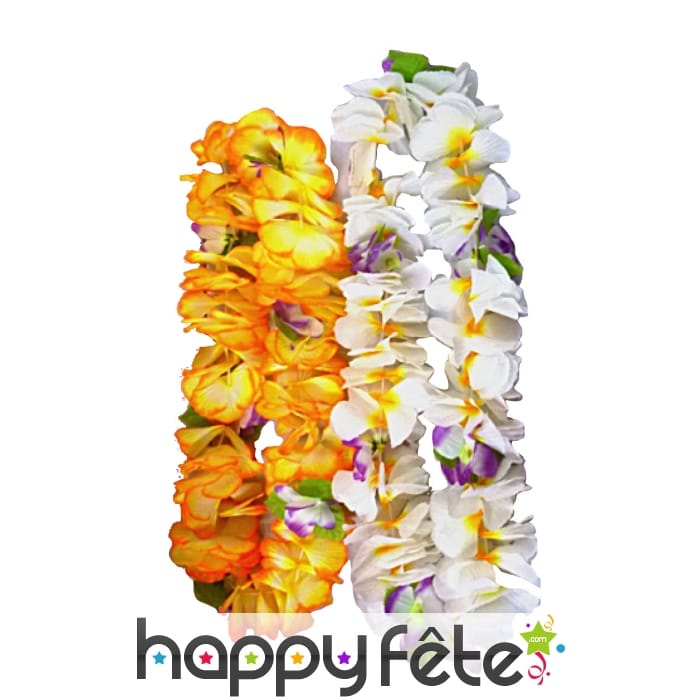 Collier hawaien de luxe 2 couleurs assorties