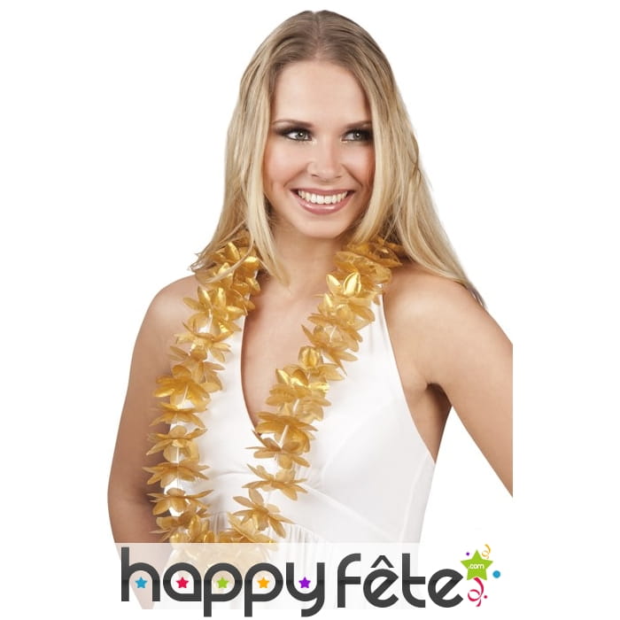 Collier hawaïen doré uni