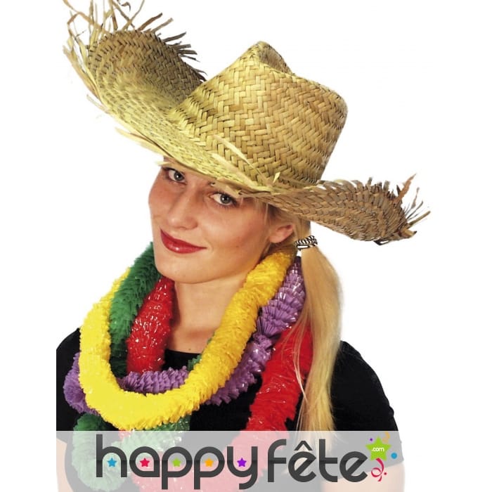 Chapeau hawaï en paille