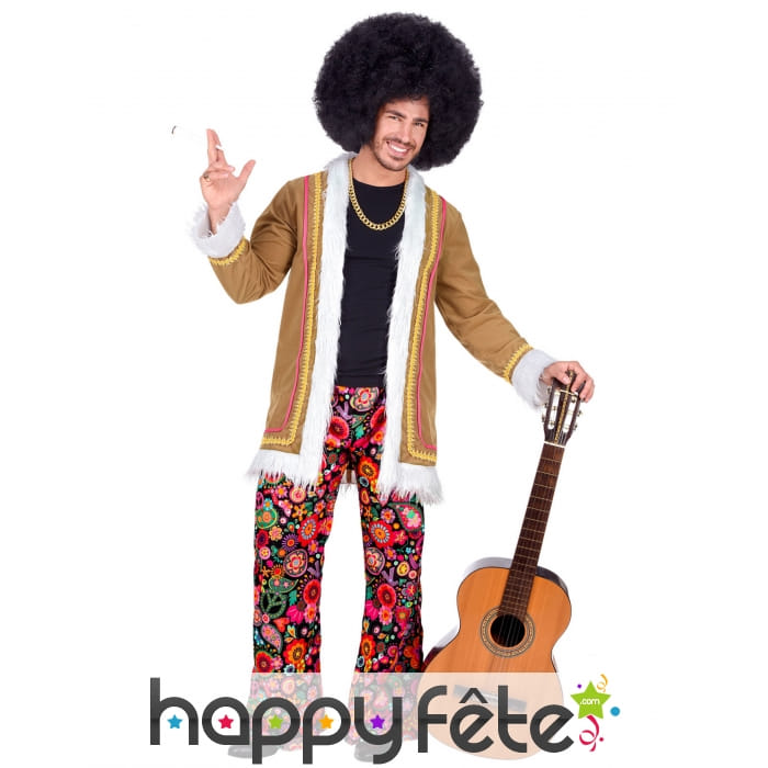 Costume Hippie Homme Veste Fausse Fourrure