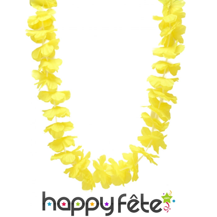 Collier hawaïen jaune uni