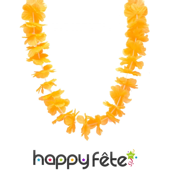 Collier hawaïen orange uni