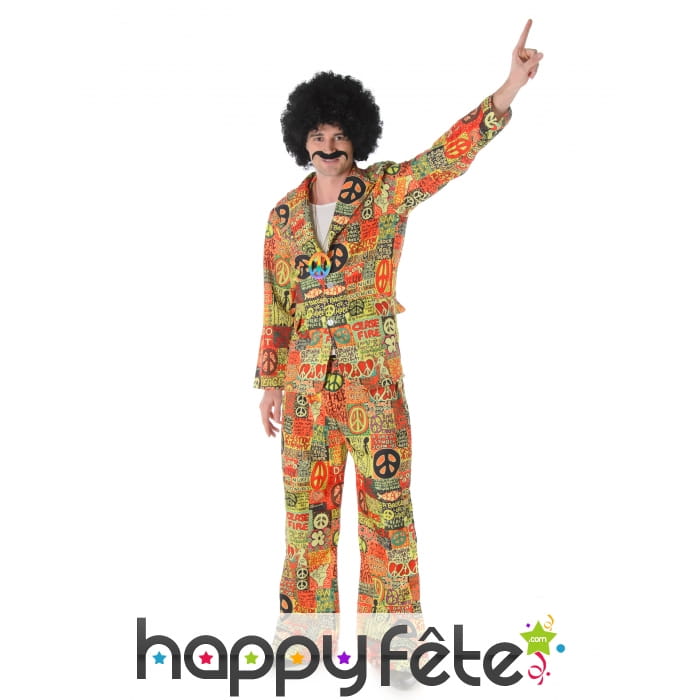 Costume hippie peace and love coloré pour homme