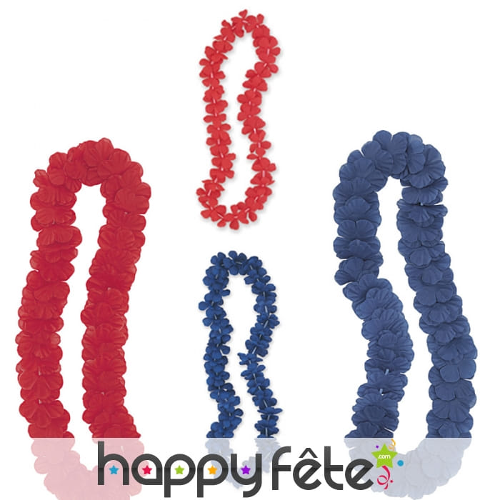 Collier Hawaïen rouge ou bleu uni