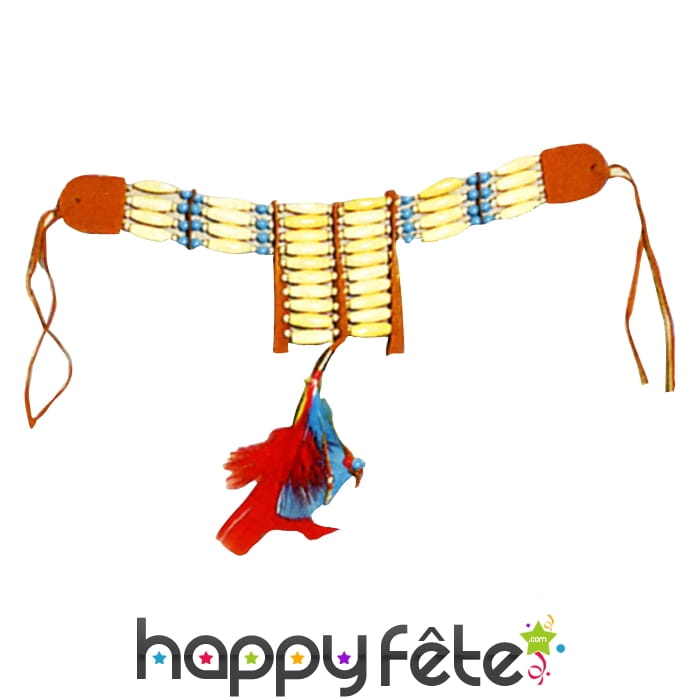 Collier indien en perles et plumes