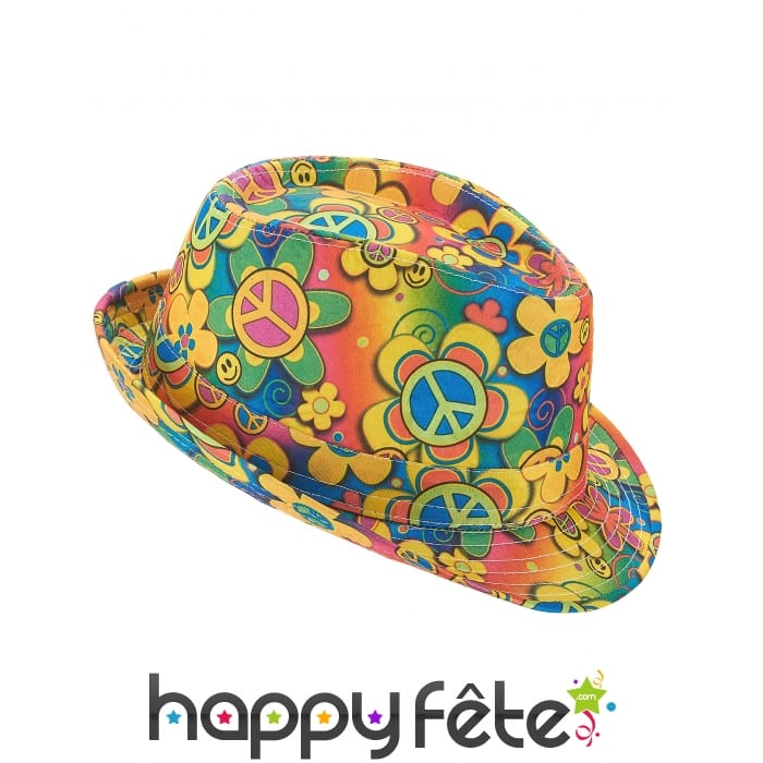 Chapeau imprimé hippie fleuri