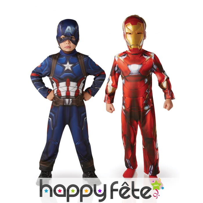 Costumes Iron Man et Captain America enfant