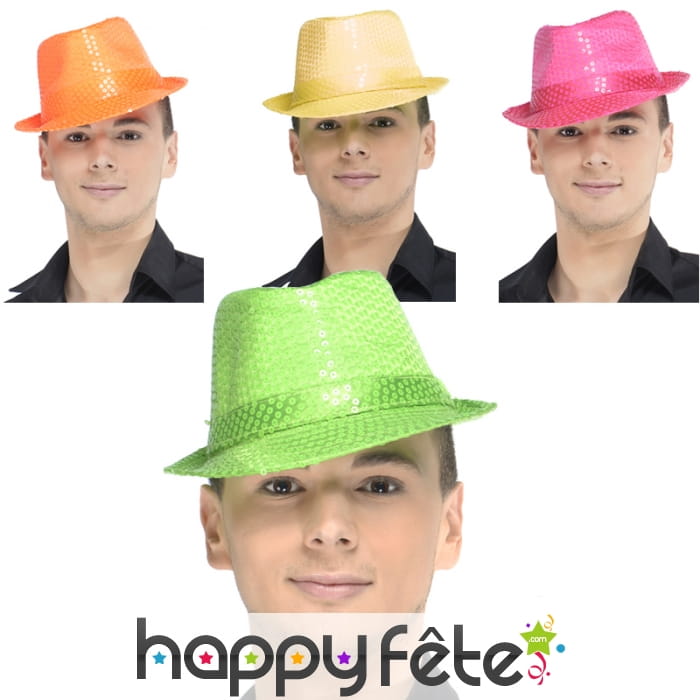 Chapeau justin fluo à sequins