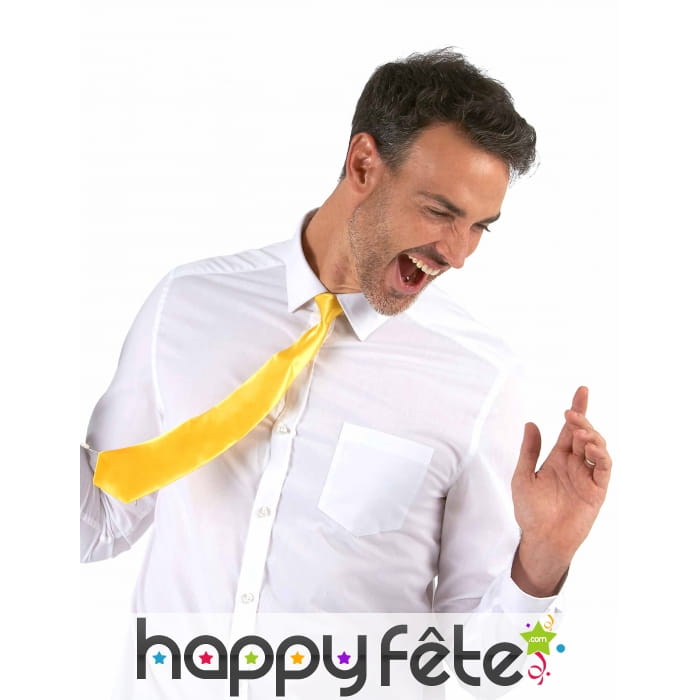 Cravate jaune fluo, attache élastique
