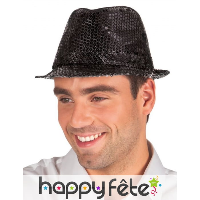 Chapeau justin noir recouvert de sequins