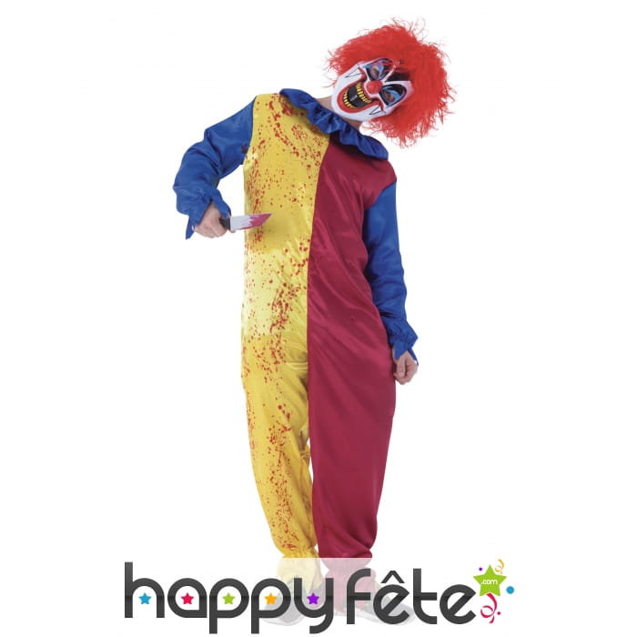 Combinaison jaune rouge de clown Halloween enfant