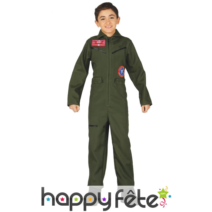 Combinaison kaki de pilote pour enfant