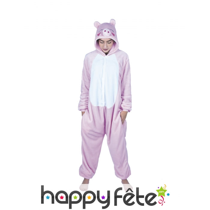 Combinaison kawaï de cochon rose pour adulte