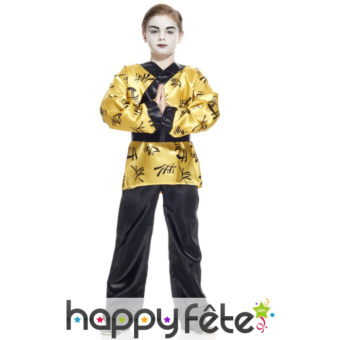 Costume kimono doré de petit chinois