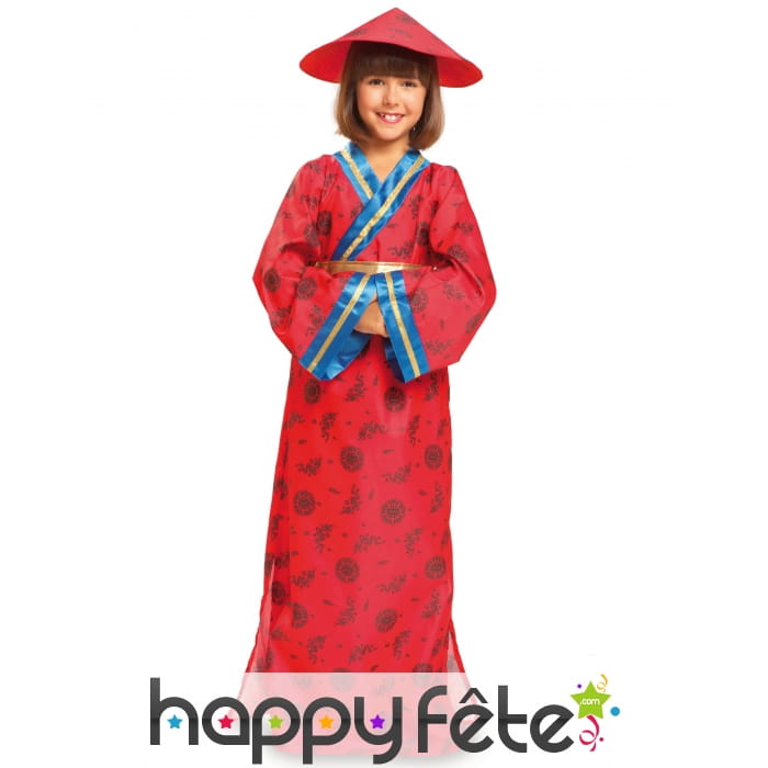 Costume kimono rouge asiatique pour fille