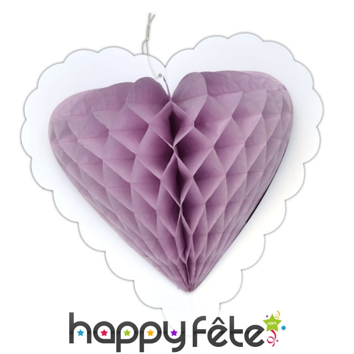 Coeur lilas alvéolé à suspendre
