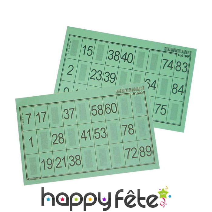 Carton loto bingo epais plastifie