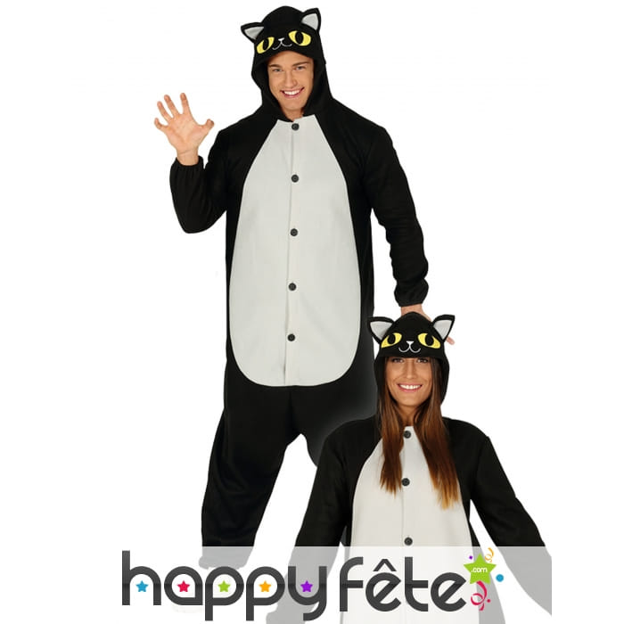 Combinaison large de chat noir pour adulte
