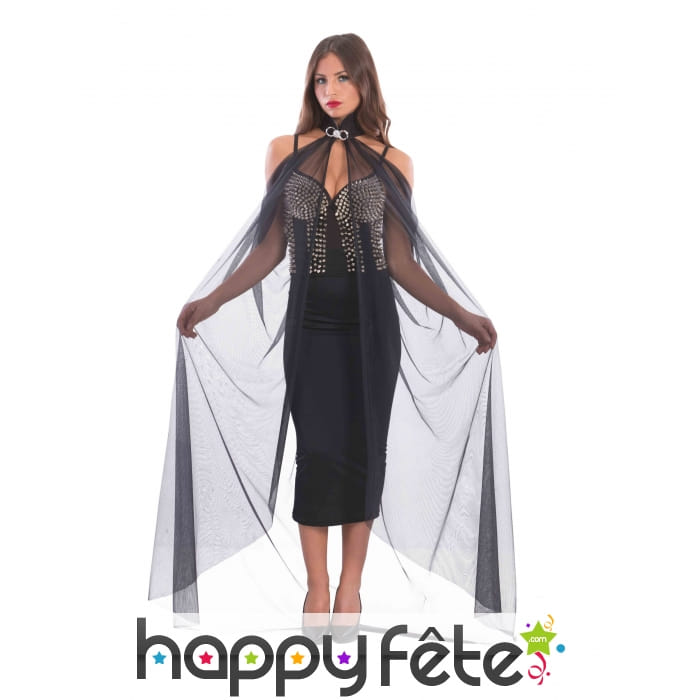 Cape longue en voile attache bijou