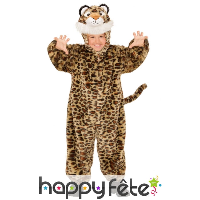Combinaison léopard effet peluche pour enfant