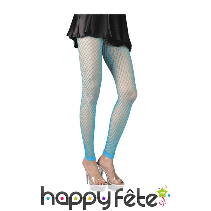 Collants large résille turquoise, sans pieds