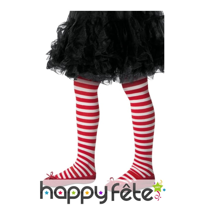 Collants lignés rouges et blancs pour enfant