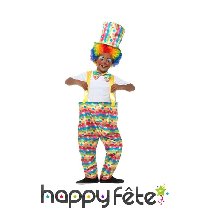 Costume large salopette colorée de petit clown