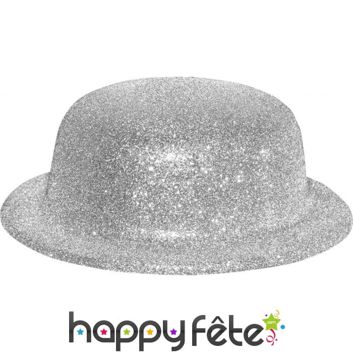 Chapeau melon avec paillettes argentées