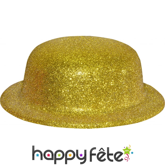 Chapeau melon avec paillettes or