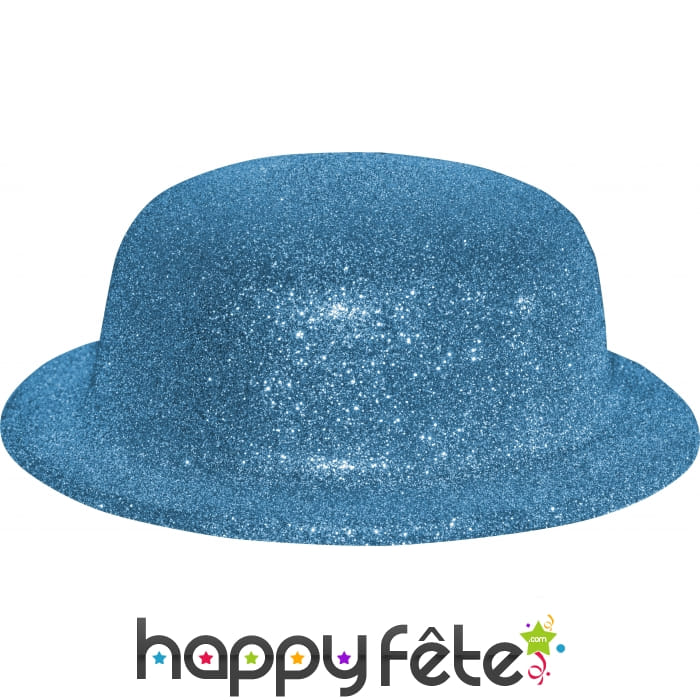 Chapeau melon avec paillettes turquoise