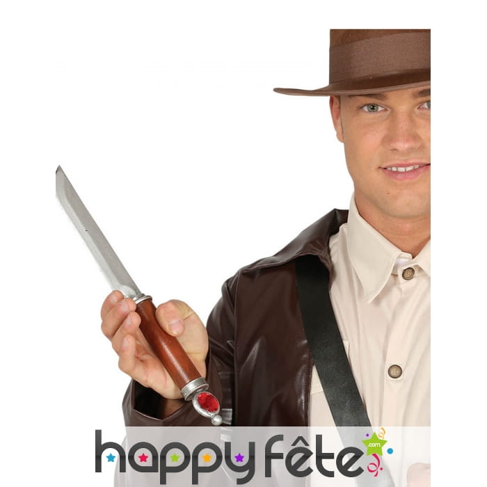 Couteau médiéval aspect bois et métal de 34 cm