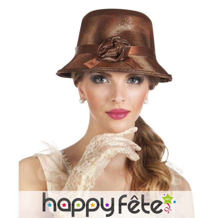 Chapeau marron brillant années 20