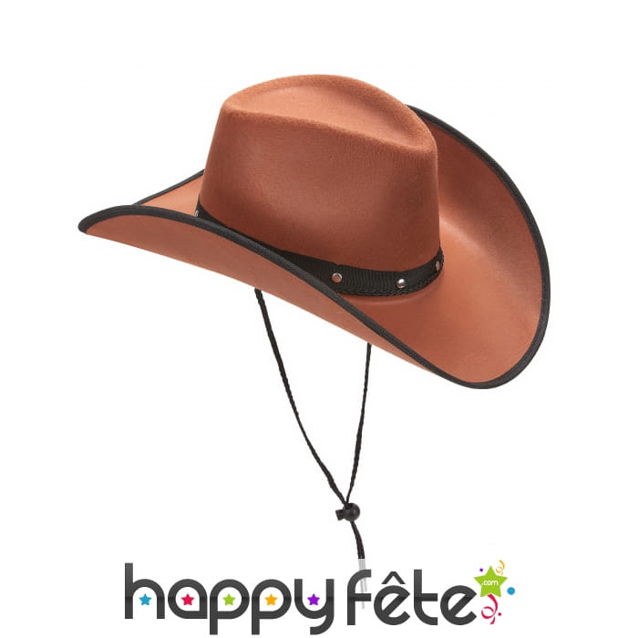 Chapeau marron camel de cowboy en feutrine