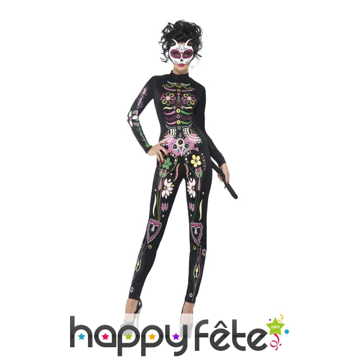 Costume moulant chat Sugar Skull pour femme