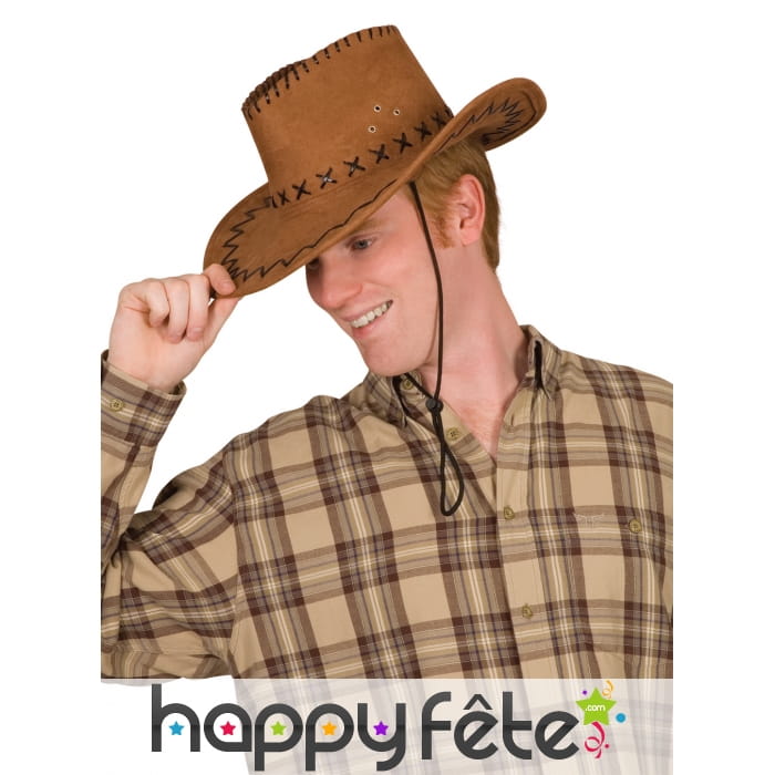 Chapeau marron de cowboy pour adulte