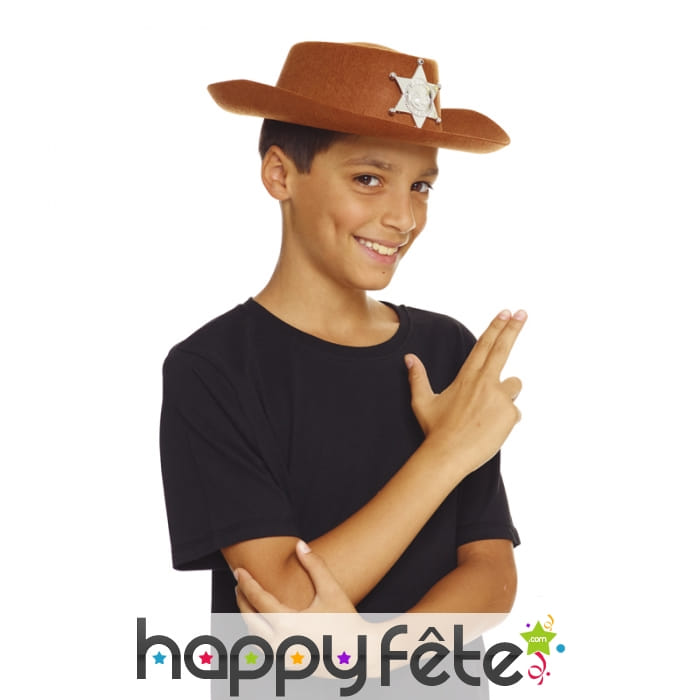 Chapeau marron de shérif pour garçon