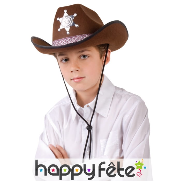 Chapeau marron de sheriff pour petit garçon