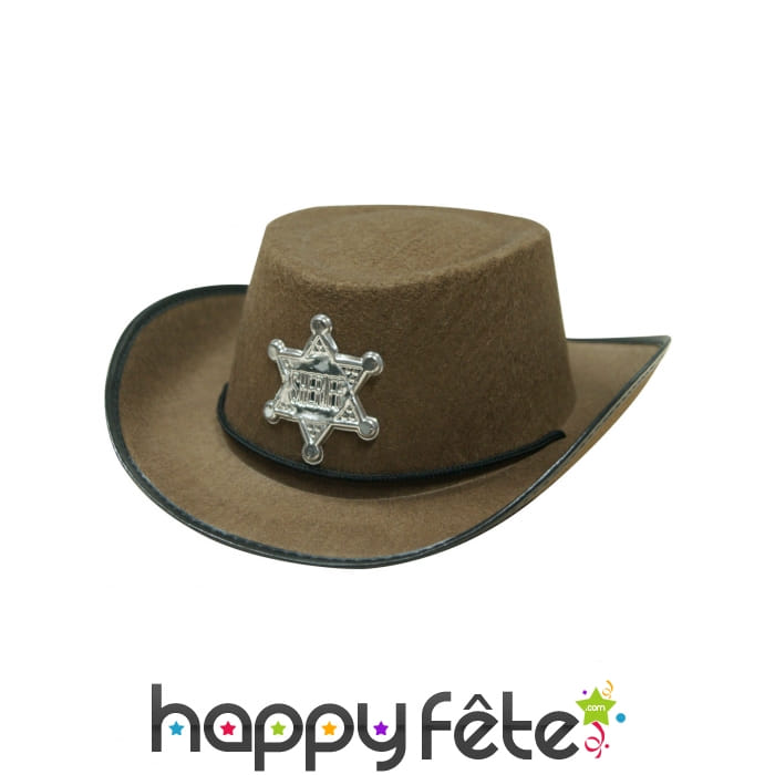 Chapeau marron de shériff taille enfant