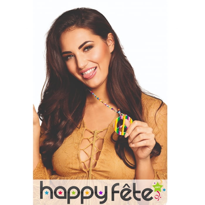 Collier multicolore de perles avec pendentif peace