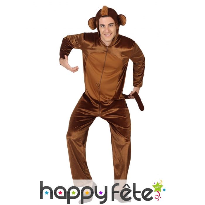 Combinaison marron de singe à capuche